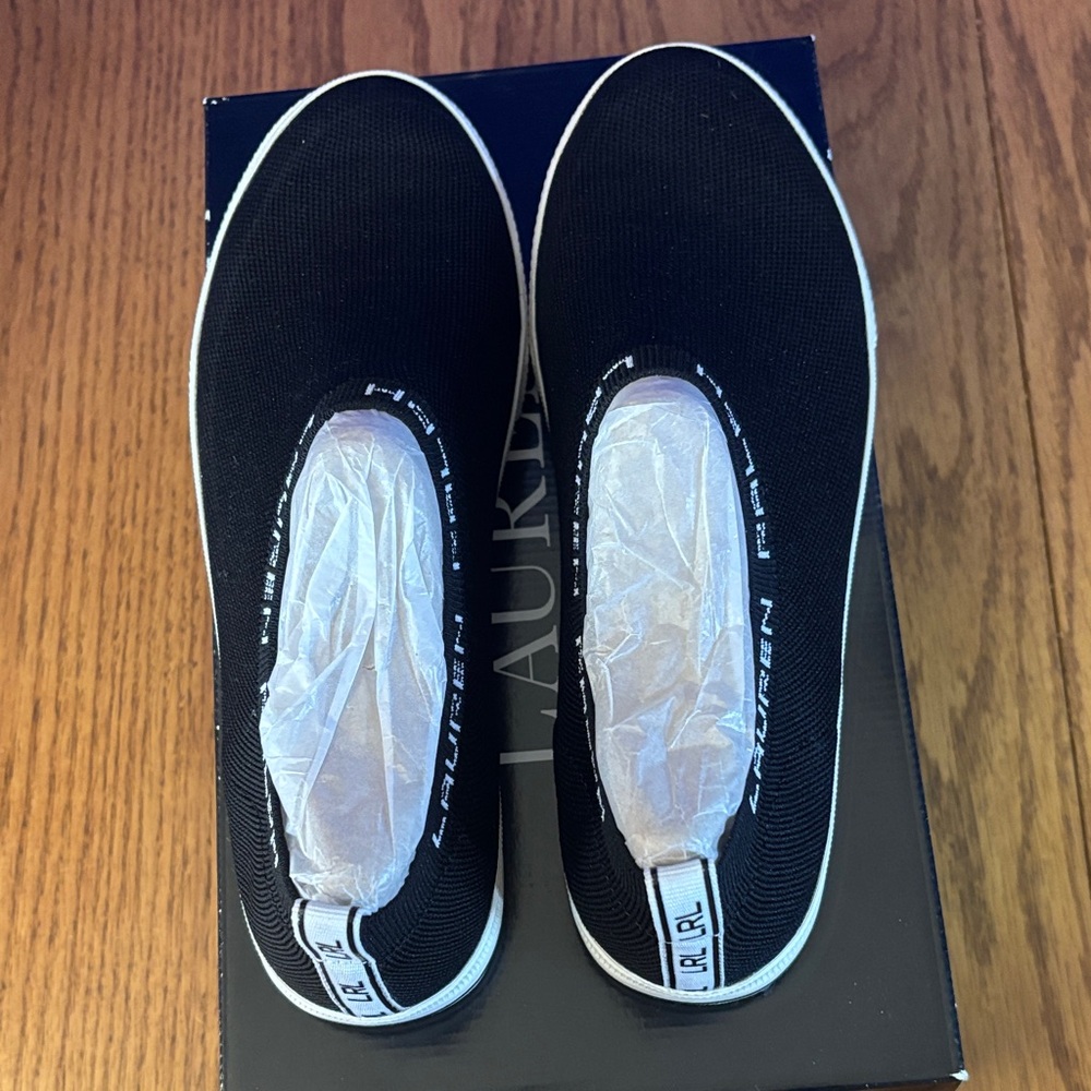 Lauren Ralph Lauren Black and White Slip-On Shoes